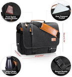 ESTARER Messenger Bag 17-17.3 Inch, Men's Computer Bag Water-resistant Canvas, Teacher Laptop Satchel for Work Office College, Dark Grey