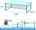 gianotter 2-Tier Metal Monitor Stand Riser, Desk Organizer for Monitor, Office Desk Storage Organizer for Office Supplies (Blue)