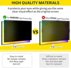 32 Inch Privacy Screen for 16:9 Computer Monitor, Anti-Blue Light Monitor Privacy Screen Filter, Anti-UV Computer Shield, Hanging Type