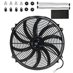 MuHize 16 Inch Universal Radiator Cooling Fan Kit - 12V 120W High Performance Push/Pull Electric Fan with Mounting Hardware, Fits Car/SUV/Light Truck Engine Cooling System