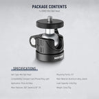 NEEWER Basic Mini Ball Head, Portable Tripod Head Camera Mount Adapter with 1/4" Screw for Compact DSLR Action Cam Phone LED Ring Light Monopod Slider, 4.4lb Max Load, 360° Swivel & 90° Tilt, GM01