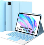 GreenLaw for iPad Air 11 inch case with Keyboard (M3/M2) 2025/2024, for iPad Pro 11 (4th/3rd/2nd/1st Gen) & iPad Air 5th/4th Gen, 7-Color Backlit, Smart Touchpad, 2 Device Connection, Light Blue