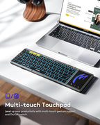 Samsers Foldable Bluetooth Keyboard with Touchpad, Full-Size Wireless Folding Keyboard with Backlight, Portable Travel Keyboards for iOS Android Windows Mac OS, Support 3 Device(BT5.1 x 3), Gray