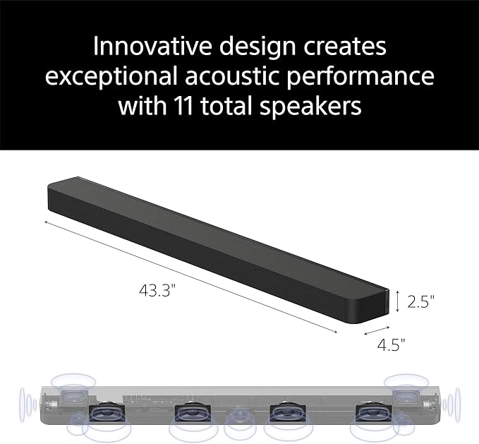 Sony BRAVIA Theater Bar 8 11-Speaker Soundbar (HT-A8000) with SA-SW3 Wireless Subwoofer and SA-RS8 Wireless Rear Speakers Home Theater System Bundle