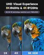 ARISKEEN 8K HDMI Cable 18 FT, 48Gbps High Speed HDMI 2.1 Cable, 8K 60Hz, 4K 120Hz 144Hz Braided HDMI Cord - 18 Feet