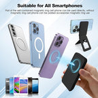 Phone Stand, Foldable Magnetic Phone Tripod, Angle Adjustment & Strong Magnets PU Leather Phone Stand, Compatible with All Smart Phone 16/15/14/13/12 (Black)