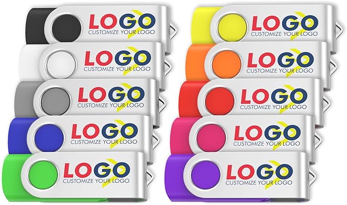 ABLAZE Personalized USB 128GB Flash Drive 10 Pack, USB 2.0 Custom Thumb Drives Personalized Pendrive Memory Stick (Mixcolors)