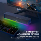 Wohome 2.1 Computer Speakers for Desktop PC, Bluetooth 5.3 PC Sound Bar with 7 RGB Light Modes, DC Powered Laptop Gaming Speakers with 3.5mm AUX-in/USB Connected for Projector, Tablet