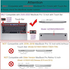 Teryeefi for MacBook Pro 13 inch Case 2024,2022-2016 Release Model M2 M1 A2338 A2289 A2251 A2159 A1989 A1706 with Touch Bar, Design Hard Shell Cover with Keyboard Cover Scren Protector, Bows-A