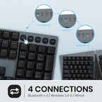 Perixx PERIBOARD-835BL Wireless Ergonomic Mechanical Keyboard - RGB Backlit - Low-Profile Blue Clicky Switches - Multi-Device Connection - Compatible with Windows and Mac OS X - US English