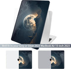 Batianda Premium Case for New MacBook Air 15 inch 2025 2024 2023 with M4 M3 M2 Chip, Designed Black Protective Plastic Hardshell & Keyboard Cover & Screen Protector, Moon in Sky