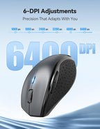 TECKNET Wireless Mouse Rechargeable,Mouse for Laptop Computer,2.4G USB Computer Mice Wireless,6 Button 6400 DPI Ergonomic Silent Mice,Portable Cordless Travel Mice-Wide Compatibility