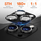 Camera Lens Protector for iPhone 16 Pro Max/16 Pro/15 Pro Max/15 Pro/14 Pro Max/14 Pro, Aluminum Alloy Sapphire Glass Camera Screen Cover, Case Friendly- Black Diamond