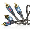 RCA Cable Subwoofer Cable 2RCA Male to 2RCA Male Stereo Audio Cable Y Splitter 24K Gold-Plated Nylon Braided Double Shielded Digital Analogue Supports Amplifiers,Home Theater,Hi-Fi System(10ft/3m)