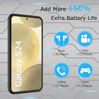 Battery Case for Galaxy S24, [10000mAh] Slim Portable Protective Fast Charging Case Backup Power Bank Battery Case Compatible with Galaxy S24-6.2 inch-Black