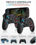 Switch 2 Accessories Bundle for Nintendo 17-in-1: 2 Pro Controllers, Dockable Carrying Case, Screen Protector, Thumb Grip for Joycon Console Protective Cover Shell Steering Wheel 2025 Switch2 Game Kit