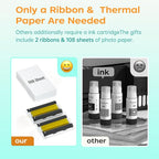4x6 Photo Printer with 108 Sheets & 2 Color Ribbons - Dye Sublimation Wireless Portable Photo Printer for iPhone & Android Smartphones, Home & Travel Picture Printing, Ideal Gift, White