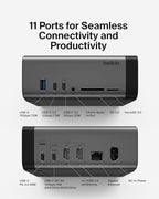 Belkin USB-C Hub, 11-in-1 Pro GaN Dock 150W, Multi-Port Docking Station w/USB-C, USB-A, Ethernet, SD, MicroSD, 3.5mm Port, 4K HDMI Ports for Triple Monitor Display - Compatible w/MacBook Pro & More