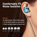 Vibes 202M Wired Earbuds - HiFi in Ear Monitor Headphones - Noise-Isolating Ear Buds w/ Mic - Clear Sound, Deep Bass & Comfort-Fit Gaming Earphones - MMCX to 3.5mm & Silver Plated Cord, Carrying Case