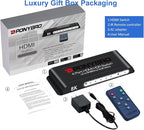 HDMI Switch 8K 4 Port – HDMI 2.1 48Gbps Auto-Switching, 8K@60Hz/4K@120Hz, HDR10+/Dolby Vision, for PS5/Xbox/PC/Apple TV, Zero Latency with Remote