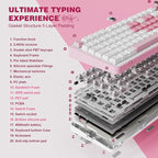 YUNZII B75 PRO Wireless Mechanical Keyboard,75% Layout with Knob,Hot Swap Gasket Structure,Creamy Pre-lubed Switches,RGB Backlit,Bluetooth/Type-C/2.4G for Win/Mac (White, Milk Switch)