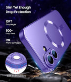 Magnetic for iPhone 16 Plus Case [Compatible with MagSafe][Built-in Camera Lens Protector] Slim Soft Silicone Bumper Shockproof Metallic Luster Phone Case (Purple)
