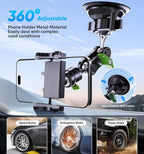 MAGIC JOHN Car Phone Holder, Ultra-Durable Mteal Phone Holders for Your Car, 360° Rotation Cell Phone Car Mount for Windshield, Suction Cup Car Phone Mount for iPhone Samsung All Smartphone