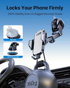 andobil Car Phone Holder Mount (Bumpy Roads Friendly) Military-Grade Phone Holders for Your Car Dashboard Windshield Air Vent Cell Phone Car Mount for iPhone 16 Pro Max 15 14 13, Samsung Silver
