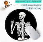 ITNRSIIET Round Mouse Pad with Stitched Edge Premium-Textured Waterproof Non-Slip Rubber Base Desktop Protection Mat Diameter 8.7 inches, Human Skeleton