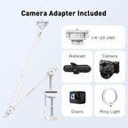 AboveTEK Tablet Stand Holder, Aluminum iPad Holder for Desk & Bed, Adjustable iPad Arm Clamp Mount with 360° Rotation, Overhead Compatible with 4.7"-13.5" iPads Pro/Air/Mini, iPhone, Galaxy Tab- White
