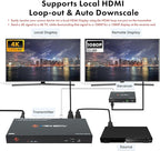 J-Tech Digital HDMI Extender Splitter 4K 60Hz 1 in 4 Out Over Single Cat5e/6 Ethernet Cable Up to 196ft. Supports 4K Downscale Audio Extraction PoC EDID Switch by [JTECH-14EX60-AE]