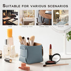 HOMIEAZICOZI 2-Pack Cork Leather Desk Accessories Storage - Pencil Pen Holder - Makeup Brush Holder Organizer - Stylish Addition to Home Decor (Light Blue)