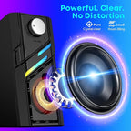 LENRUE Computer Speakers for Desktop PC with Easy Knob, Clear Powerful Sound, Touch Lights, Plug and Play for Computer Desktop PC, Monitors, Laptop (USB & AUX)
