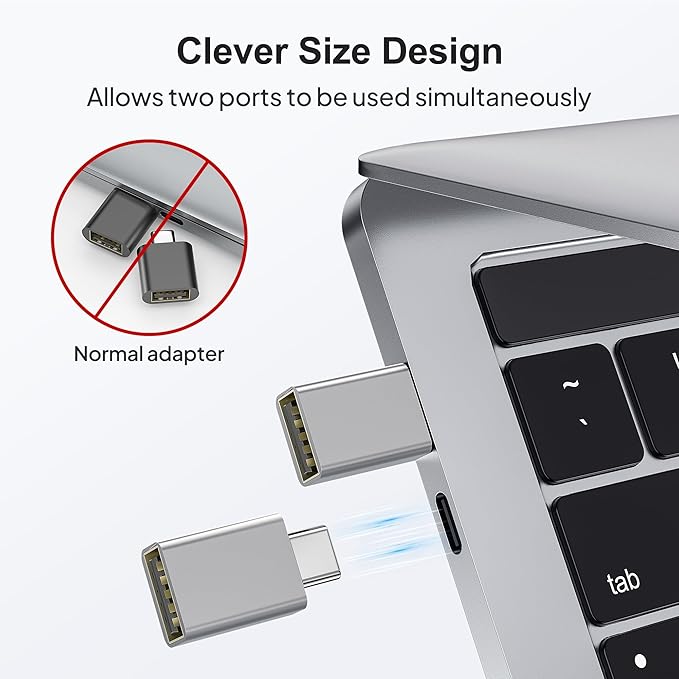 Elebase USB C Adapter for New iPhone 16 4Pack,USBC Male to USB 3.0 Female Adapter,Type C Thunderbolt 4 OTG Converter for Receivers Dongles,Hard Disk,Printers,Camera,Tablet,Laptop,Microsoft Surface