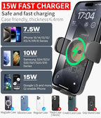 APPS2Car Car Cup Phone Holder Wireless Charger with QC 3.0 Adapter, 15 Watt Qi Fast Charging, Compatible with iPhone 11/12/13/14/15/16/Pro/Max/Plus and Universal All Models Phone Holder