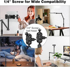 Overhead Camera Mount for Desk, 30.9" Foldable Camera Desk Mount Stand with 1/4" Screws, 360° Rotation 3-Sections Tabletop Holder with C-Clamp for DSLR, Digicam, Webcam, Mini Projector, Microphone