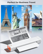 Phomemo Inkless Portable Printer for Travel - Wireless Thermal Printer Compatible with Phone & Laptop, Bluetooth Printers Supports 8.5" X 11" Letter Thermal Paper, Come with Carry Case