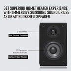 LONPOO Passive Bookshelf Speakers, 75W x 2 Classic Wooden Near Field Monitors with 4-Inch Carbon Fiber Woofer &1-Inch Silk Domed Tweeter 2-Way Loudspeakers,Amplifier Required (Not Inlcuded)