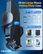 HTU 【Military-Grade Suction】 2025 Cell Phone Holder for Car【Flexible Telescopic Arm】 Car Phone Mount Stand for Dashboard Windshield for iPhone 16 Pro Max 15 14 13 12 Samsung Truck Jeep, Dark Blue