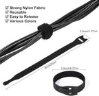 OneLeaf 110PCS Cord Organizer 8 × 1/2" Reusable Cable Ties with Hook and Loop, Colorful Fastening Cord Ties Wire Management for Home, Office, Data Centers, and Electronics, 5 colors