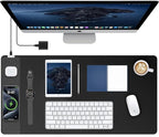 TopMade Mouse Pad with 15W Fast Wireless Charging, 31.5"x15.75" XXL Large Gaming Mousepad, Waterproof Desk Pad, Computer Desk Mat, Black(Includes 20W PD Power Adapter & 6.56ft Woven Cable)