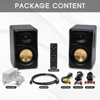 Prosonic BT30(2023 Version) Active Powered Bluetooth Bookshelf Speakers, Studio Monitor, Home Theater, Turntable with Optical Input, Coaxial Input, 2X RCA Aux Line Input, 80 Watts, (Black)
