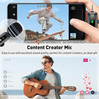 Wireless Lavalier Microphone for iPhone, Android, USB C, PC, Camera Video Recording 4 in 1 Clip-on Mics with Rotatable Clip&Denoise Recording, for Vlog Tiktok YouTube Podcast Content Creator