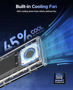 ORICO 40Gbps M.2 NVMe SSD Enclosure with Built-in Cooling Fan, Tool-Free External Hard Drive Enclosure, Support 2230 2242 2260 2280(M Key), Compatible with Thunderbolt 3/4 USB4/3.2/3.1/3.0/2.0-TCM2U4