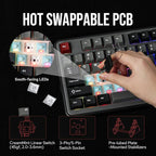 Vibe99 Wireless Gaming Keyboard with 1.06'' Screen, 96% Hot Swappable Creamy Mechanical Keyboard with Gasket Structure, BT5.0/2.4GHz/USB-C, 5-Layer Padding, RGB, NKRO for Win/Mac (Black)