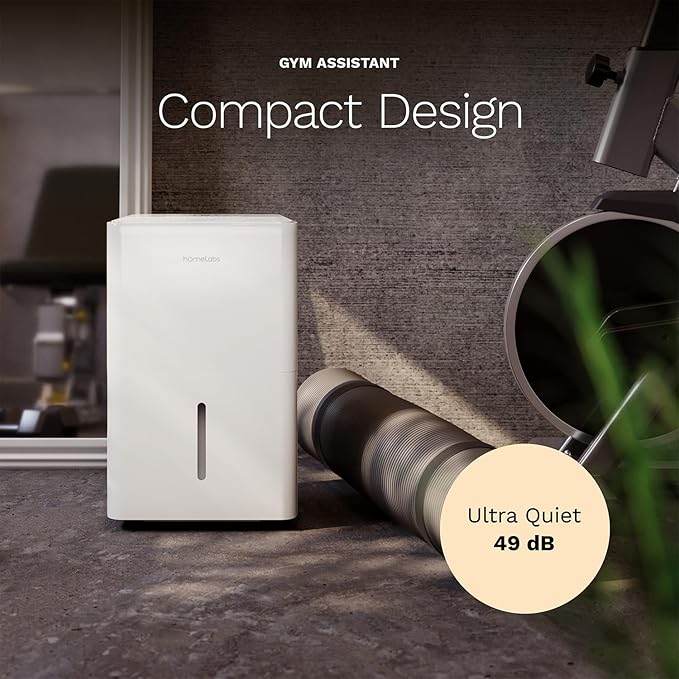 hOmeLabs 32 Pint Wi-Fi Dehumidifier for up to 4,500 Sq Ft Rooms (MAX 80 Pint at 95°F, 90% RH) – High-Efficiency Moisture Removal with Auto Shut-Off and Quiet, Portable Operation