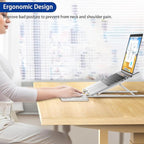 BESIGN LS01 Pro Ergonomic Laptop Stand, Plastic Laptop Riser, Portable and Adjustable Notebook Computer Holder Compatible with 10-14" Laptops (White)