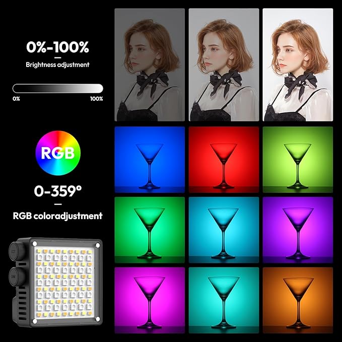 ULANZI LE20 RGB Video Light, 20W Pocket Camera Light, 2500-9000K CRI 95+ 20 Scene 360° Full Color Portable Photography Video Lighting Mini LED Fill Light for YouTube, TikTok, 5000mAh Rechargeable