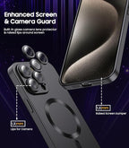 Magnetic for iPhone 15 Pro Max Case [Compatible with MagSafe][Built-in Camera Lens Protector] Slim Soft Silicone Bumper Shockproof Metallic Luster Phone Case (Black)