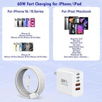 iPhone 16 Fast Charger Block, 2 Pack 60W USB Charging Block 5-Port Charge Adapter for Apple iPhone Charger with 6FT USB C Woven Fast Charging Cable for iPhone16/16e/16 Pro/15Pro Max, iPad Pro/Air/Mini